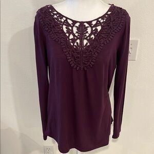 Embellished Purple Blouse with Long Sleeves
